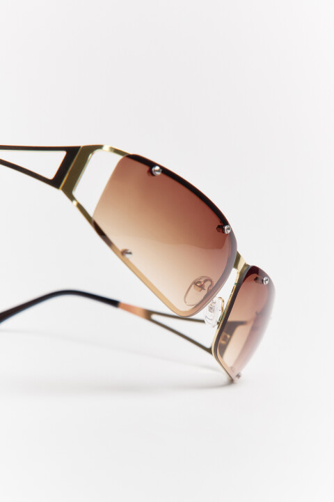 

Очки солнцезащитные в прямоугольной металлической оправе, Черный, Очки солнцезащитные в прямоугольной металлической оправе