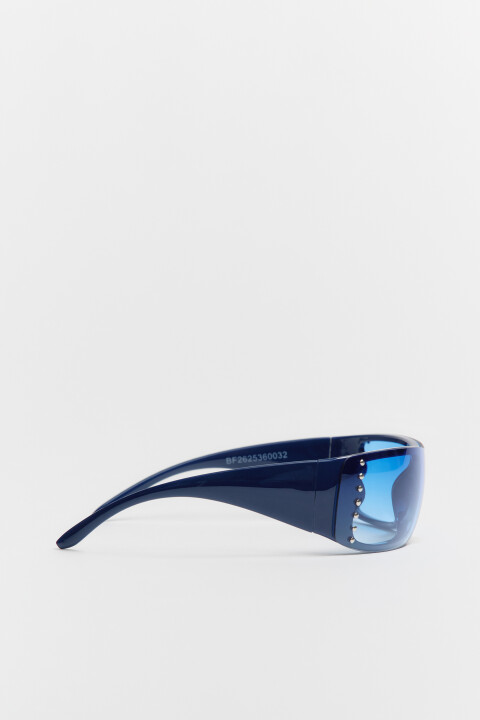 

Очки солнцезащитные полупрозрачные со стразами, Синий, Очки солнцезащитные полупрозрачные со стразами