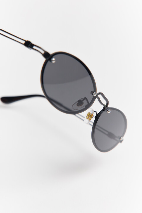 

Очки солнцезащитные в тонкой овальной оправе, Черный, Очки солнцезащитные в тонкой овальной оправе