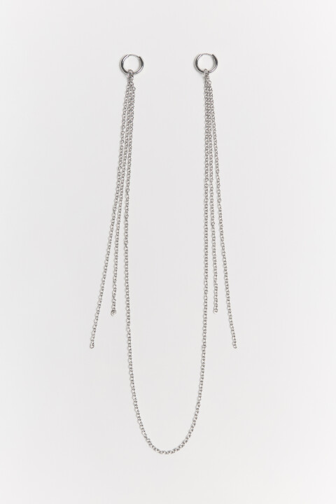 

Моносерьга с цепочкой на два уха, Серый, Моносерьга с цепочкой на два уха