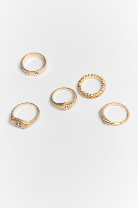 

Набор колец золотистых со стразами (5 штук), Серый, Набор колец золотистых со стразами (5 штук)