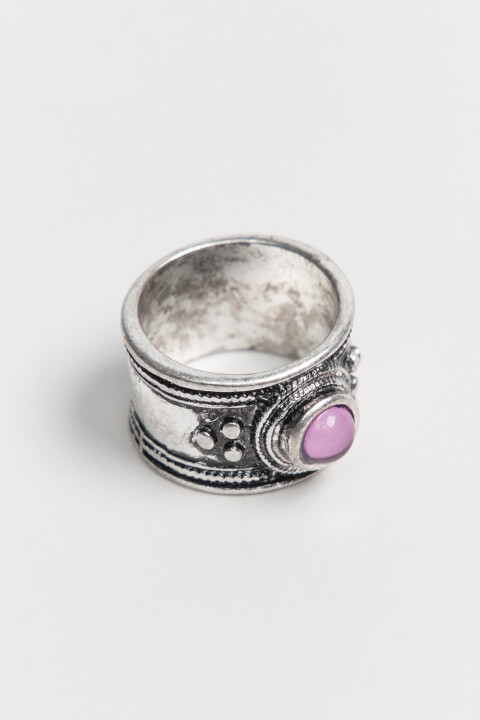 

Кольцо потертое с искусственным камнем, Серый, Кольцо потертое с искусственным камнем