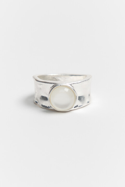 

Кольцо потертое со стеклянной вставкой, Серый, Кольцо потертое со стеклянной вставкой