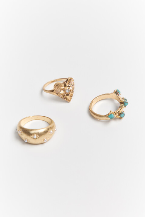 

Набор колец фигурных золотистых (3 штуки), Желтый, Набор колец фигурных золотистых (3 штуки)