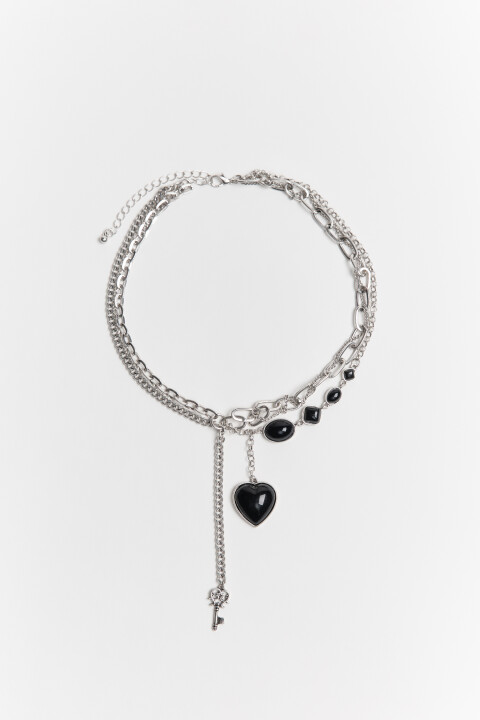 

Колье-цепочка асимметричное с подвесками, Серый, Колье-цепочка асимметричное с подвесками