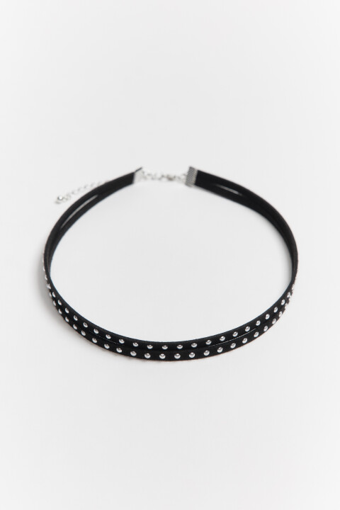 

Колье-чокер двойное с заклепками, Серый, Колье-чокер двойное с заклепками