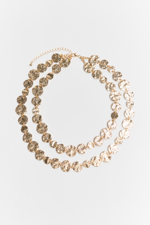 

Колье двухслойное золотистое, Желтый, Колье двухслойное золотистое