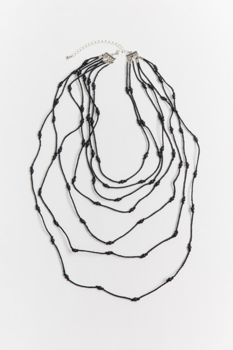 

Колье-шнурок с бусинами многослойное, Серый, Колье-шнурок с бусинами многослойное