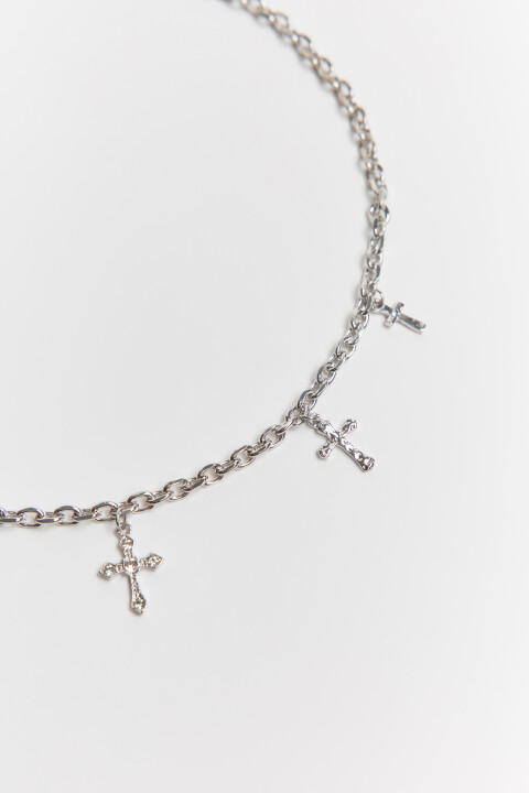 

Колье-цепочка с подвесками-крестами, Серый, Колье-цепочка с подвесками-крестами