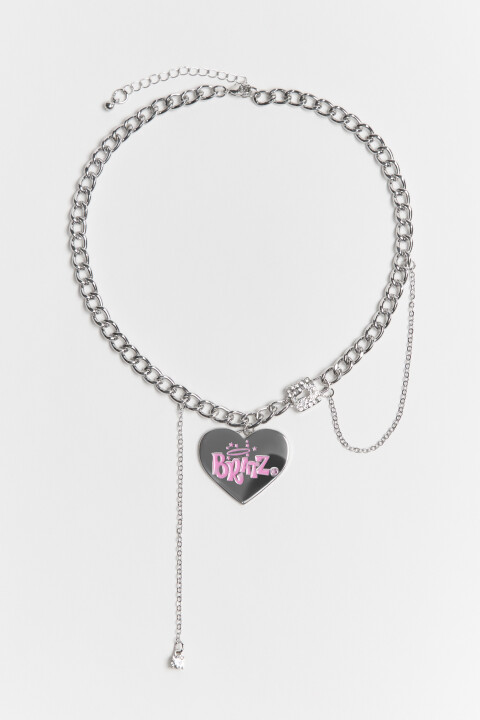 

Колье-цепочка с металлическим сердечком, Серый, Колье-цепочка с металлическим сердечком