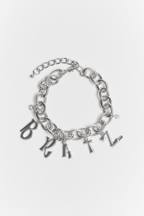 

Браслет в виде цепи с подвесками-буквами, Серый, Браслет в виде цепи с подвесками-буквами