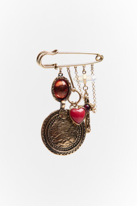 

Брошь в виде булавки с подвесками, Серый, Брошь в виде булавки с подвесками