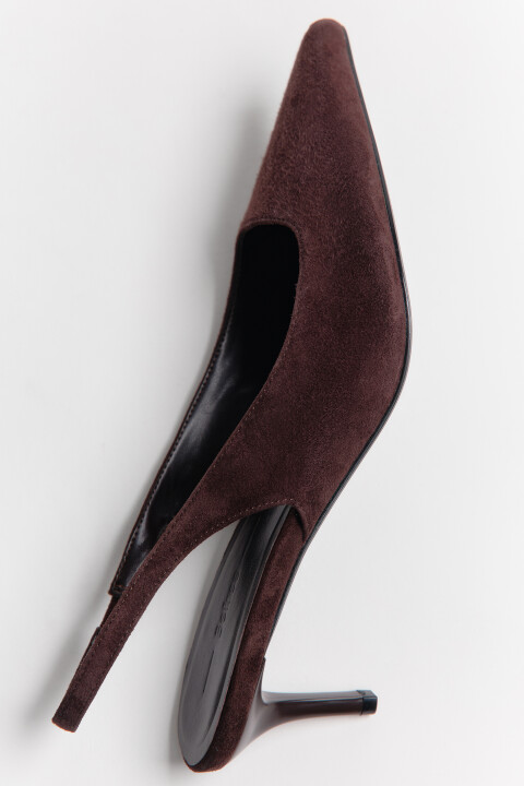 

Туфли-слингбэки из натуральной замши, Коричневый, Туфли-слингбэки из натуральной замши