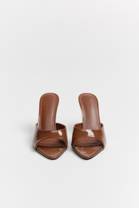 

Туфли-мюли с открытым носом на каблуке, Бордовый, Туфли-мюли с открытым носом на каблуке