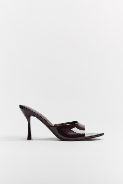 

Туфли-мюли с открытым носом на каблуке, Коричневый, Туфли-мюли с открытым носом на каблуке