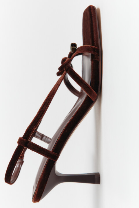 

Босоножки с квадратным мысом и бантиком, Коричневый, Босоножки с квадратным мысом и бантиком