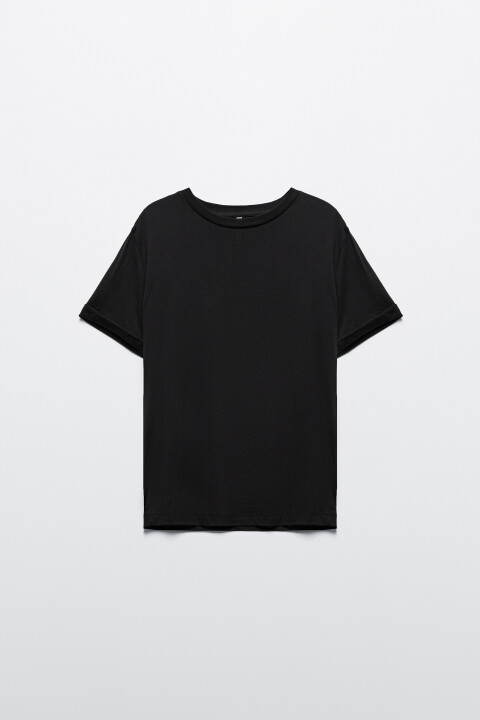 

Футболка boxy fit базовая из хлопка, Черный, Футболка boxy fit базовая из хлопка
