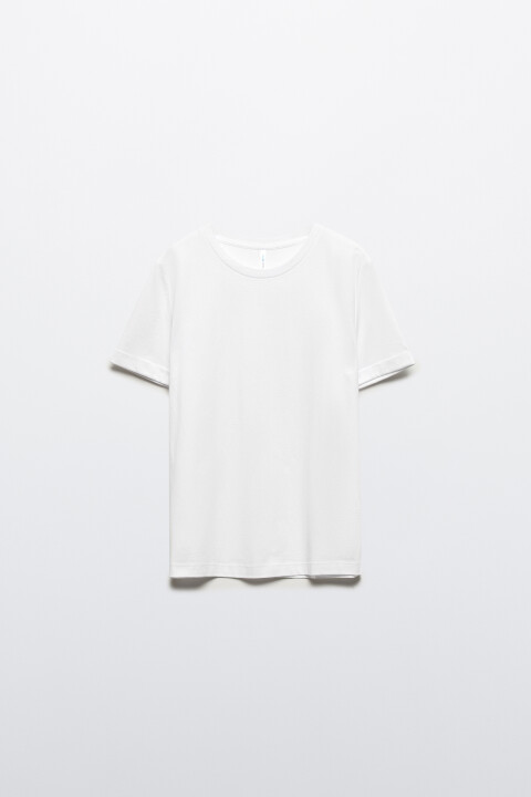 

Футболка базовая с подвернутыми рукавами, Белый, Футболка базовая с подвернутыми рукавами