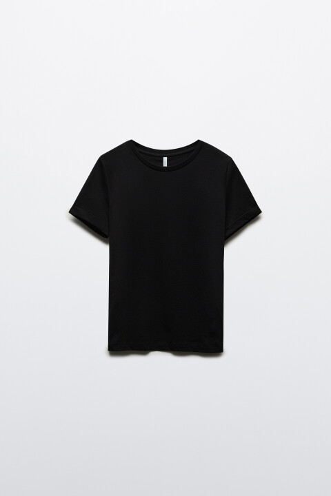 

Футболка boxy fit базовая из хлопка, Черный, Футболка boxy fit базовая из хлопка