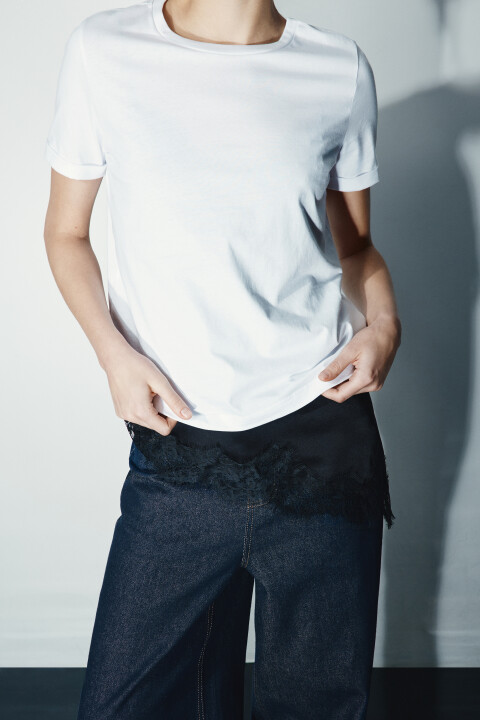 

Футболка короткая базовая из хлопка, Белый, Футболка короткая базовая из хлопка