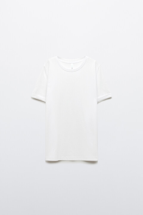 

Футболка короткая базовая из хлопка, Белый, Футболка короткая базовая из хлопка