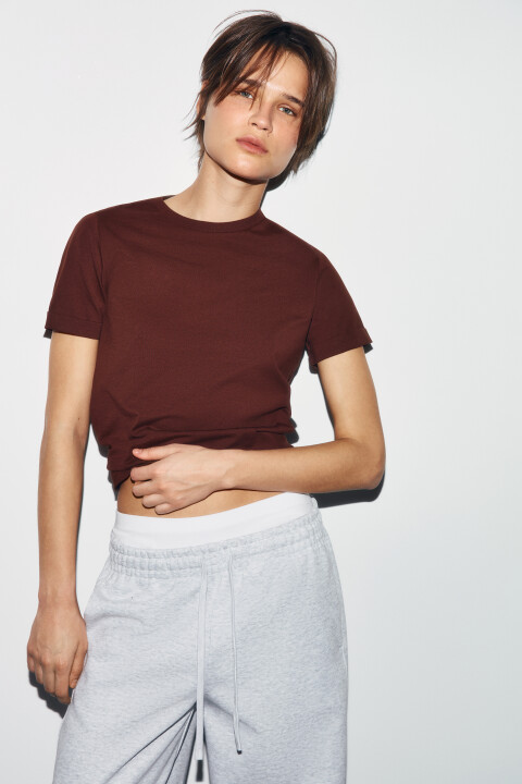 

Футболка короткая базовая из хлопка, Розовый, Футболка короткая базовая из хлопка