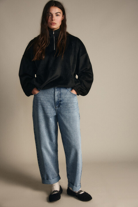 

Джинсы barrel fit с высокой посадкой, Голубой, Джинсы barrel fit с высокой посадкой