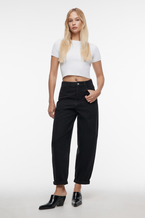 

Джинсы Bananas широкие с подвернутыми штанинами, Черный, Джинсы Bananas широкие с подвернутыми штанинами