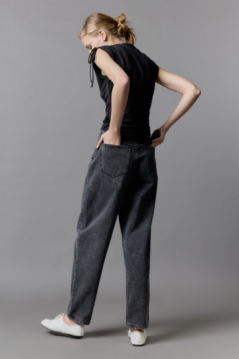 

Джинсы-бананы широкие с высокой посадкой, Серый, Джинсы-бананы широкие с высокой посадкой