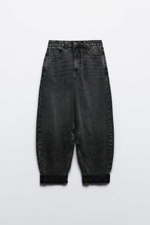 

Джинсы-бананы с высокой посадкой, Серый, Джинсы-бананы с высокой посадкой