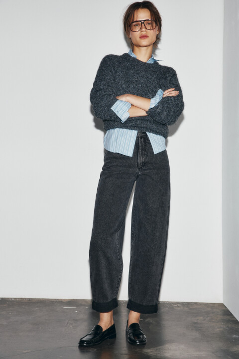 

Джинсы barrel fit с высокой посадкой, Черный, Джинсы barrel fit с высокой посадкой