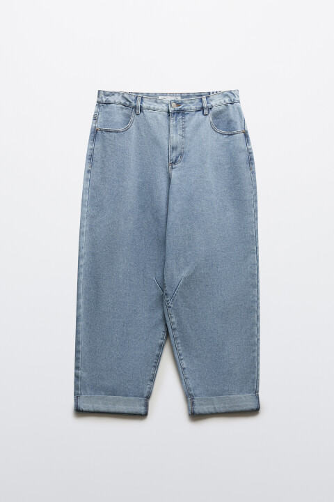 

Джинсы-бананы с высокой посадкой, Голубой, Джинсы-бананы с высокой посадкой