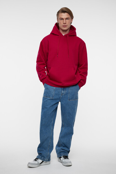 

Толстовка утепленная с капюшоном и карманом-кенгуру, Малиновый, Толстовка утепленная с капюшоном и карманом-кенгуру