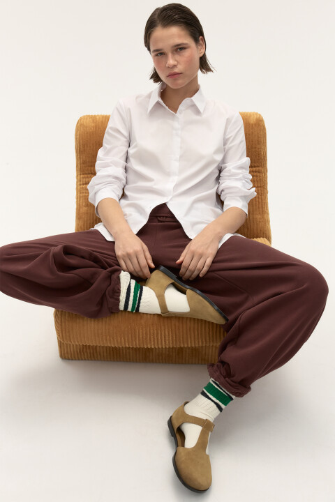 

Блузка приталенная с длинными рукавами, Белый, Блузка приталенная с длинными рукавами