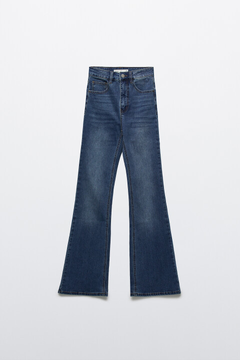 

Джинсы клеш с высокой посадкой, Голубой, Джинсы клеш с высокой посадкой