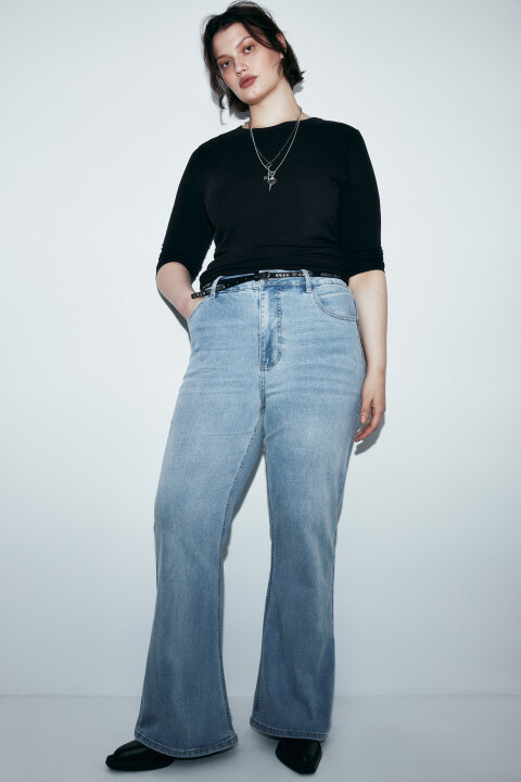 

Джинсы клеш с высокой посадкой, Голубой, Джинсы клеш с высокой посадкой