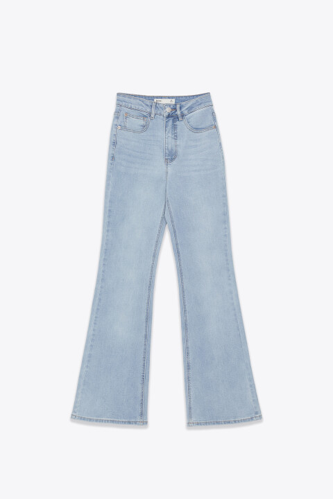 

Джинсы клеш с высокой посадкой, Голубой, Джинсы клеш с высокой посадкой