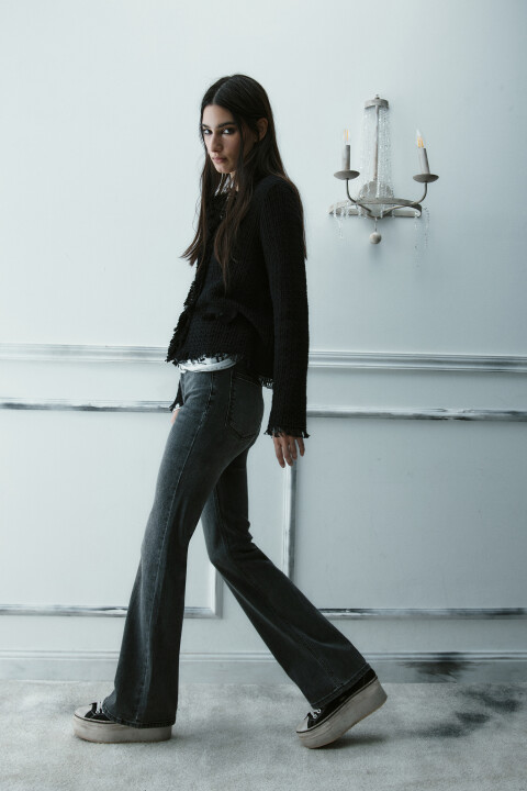 

Джинсы flare расклешенные с высокой посадкой, Черный, Джинсы flare расклешенные с высокой посадкой