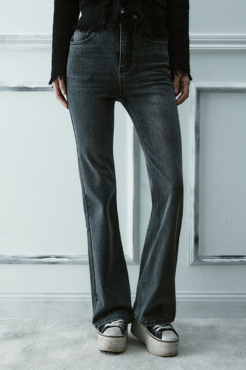 

Джинсы клеш с высокой посадкой, Серый, Джинсы клеш с высокой посадкой