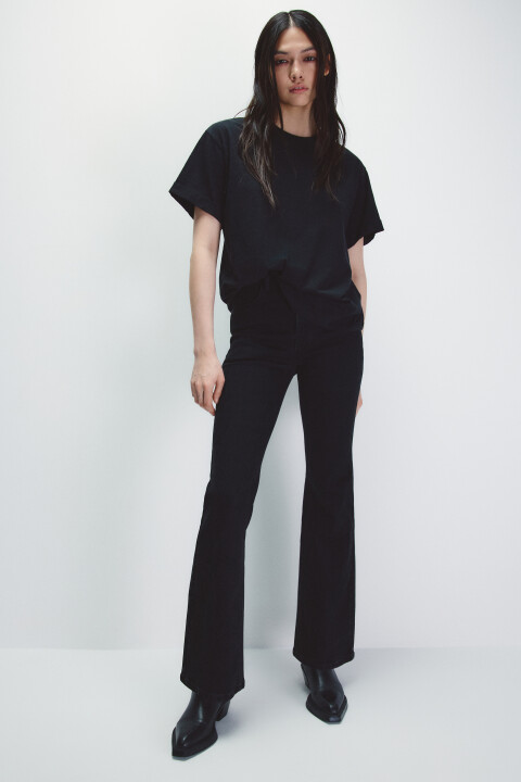 

Джинсы клеш с высокой посадкой, Черный, Джинсы клеш с высокой посадкой