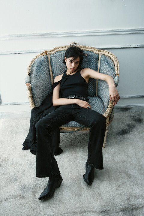 

Джинсы клеш с высокой посадкой, Черный, Джинсы клеш с высокой посадкой