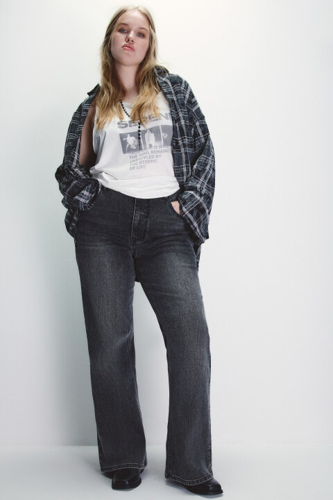 

Джинсы клеш с высокой посадкой, Серый, Джинсы клеш с высокой посадкой