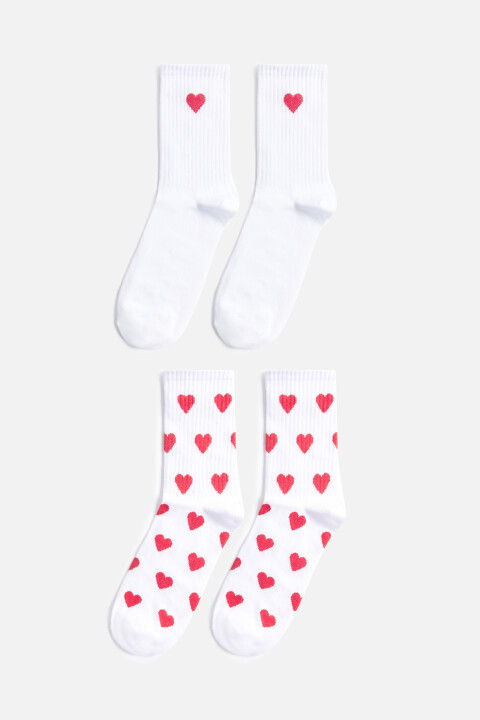 Набор носков высоких с сердечками (2 пары)