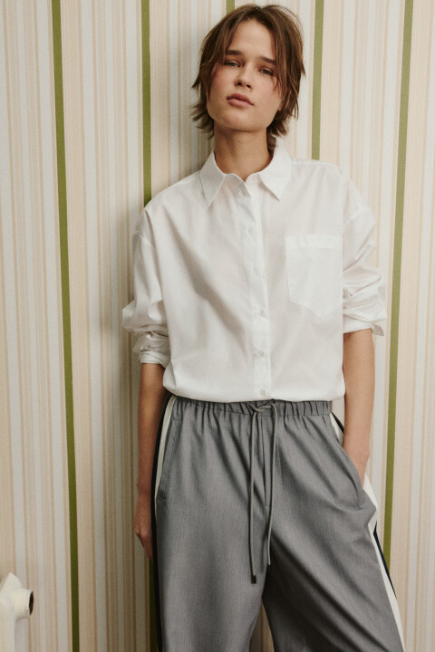 

Рубашка oversize с карманом, Белый, Рубашка oversize с карманом