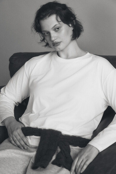 

Лонгслив из хлопкового трикотажа, Белый, Лонгслив из хлопкового трикотажа