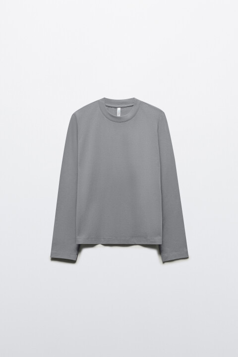 

Лонгслив базовый из хлопкового трикотажа, Серый, Лонгслив базовый из хлопкового трикотажа