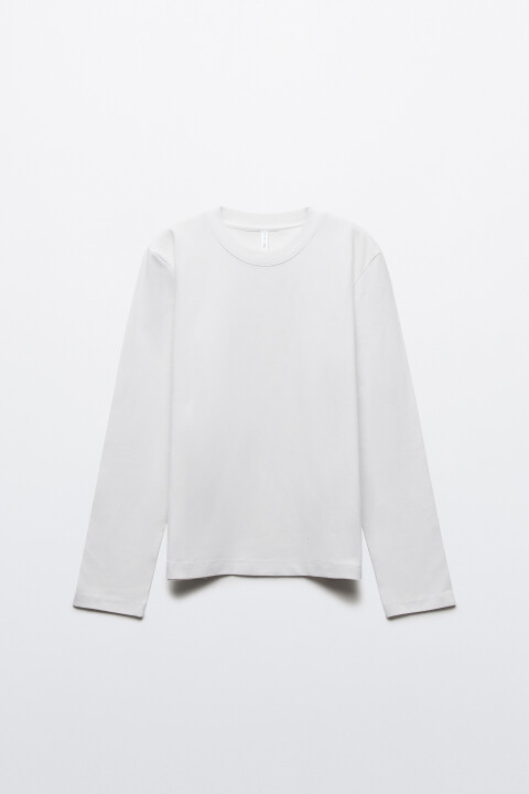 

Лонгслив базовый из хлопкового трикотажа, Белый, Лонгслив базовый из хлопкового трикотажа