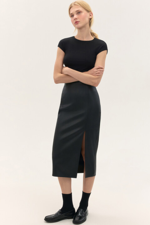 

Юбка-карандаш миди с разрезом, Черный, Юбка-карандаш миди с разрезом