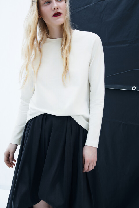 

Лонгслив базовый из хлопкового трикотажа, Белый, Лонгслив базовый из хлопкового трикотажа