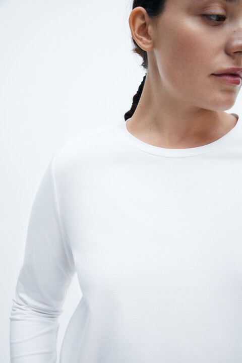 

Лонгслив базовый из хлопкового трикотажа, Белый, Лонгслив базовый из хлопкового трикотажа